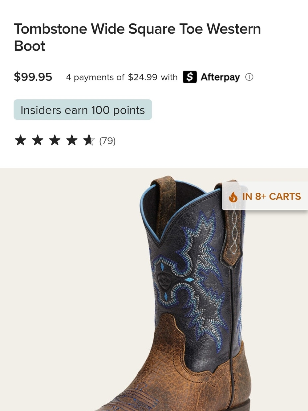 Wide Square Toe Western Boot - Brown & Blue